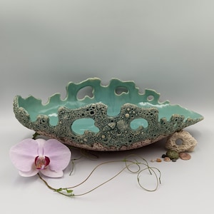 Turquoise Ceramic Bowl: Hand-Glazed Stoneware Centerpiece