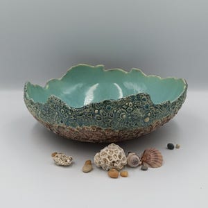 Hand Glazed Turquoise Ceramic Bowl: Modern Dining Table Centerpiece