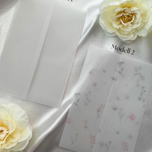 Transparenter Umschlag für Einladungen in (12x17 cm / B6) | durchsichtige Hülle | Pergamenthülle für Karten  | Pergamentpapier  | DIY Karten