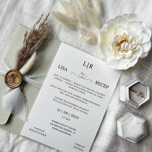 Invito a nozze Boho Chic – con fiori secchi e sigillo di cera – Articoli di cancelleria esclusivi per matrimoni