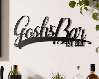 Letrero metálico personalizado para rincón de bar, letrero personalizado para barra de café, letrero metálico moderno para barra de agua en el hogar, regalo perfecto para inauguración de casa.
