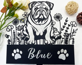 Custom Pet Dog Memorial Stake,Memorial pet tombstone, Pet Loss Gift, Dog Design Garden Sign, Gift for Pet, Dog Grave Marker