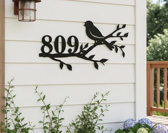 Aanpasbare metalen adresplaat,Hedendaags adresbord met vogelmotief,Moderne adresplaat voor vogelhuisje,Moderne metalen huisnummers,