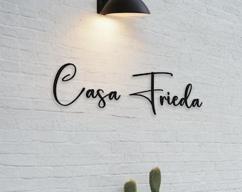 Plaque nom de maison en métal personnalisée, Plaque nominative de maison extérieure, Plaques extérieures de maison, Traditionnel, Cadeau de pendaison de crémaillère, Plaque métallique Casa, Plaque nom de maison