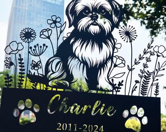 Custom Pet Dog Memorial Stake,Memorial pet tombstone, Pet Loss Gift, Dog Design Garden Sign, Gift for Pet, Dog Grave Marker