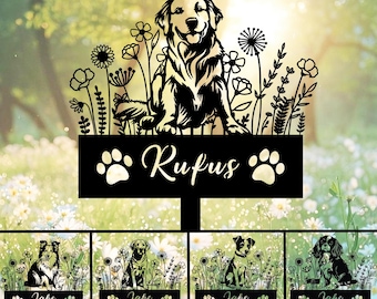 Custom Pet Dog Memorial Stake,Memorial pet tombstone, Pet Loss Gift, Dog Design Garden Sign, Gift for Pet, Dog Grave Marker