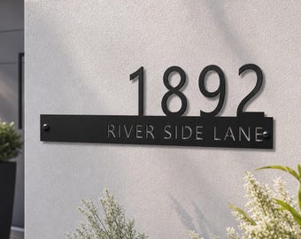 Letrero metálico personalizado para número de casa, placa exterior con nombre de casa, letreros para puertas exteriores, regalo de inauguración de casa, letrero de puerta con dirección de casa, letrero con nombre de casa
