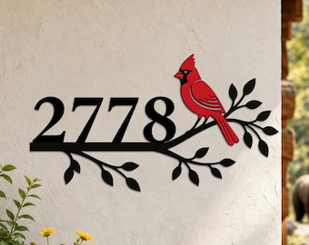 Aanpasbaar metalen adresbord, eigentijds adresbord met vogelmotief, modern adresbord in de vorm van een vogelhuisje, moderne metalen huisnummers