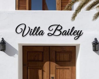 Letrero de metal personalizado con el nombre de la casa, placa con el nombre de la casa para exteriores, letreros para exteriores, tradicional, regalo de inauguración de la casa, letrero de metal para casa, letrero con el nombre de la casa