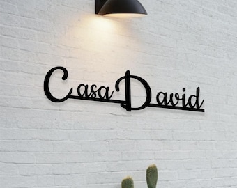 Letrero de metal personalizado con el nombre de la casa, placa con el nombre de la casa para exteriores, letreros para exteriores, tradicional, regalo de inauguración de la casa, letrero de metal para casa, letrero con el nombre de la casa