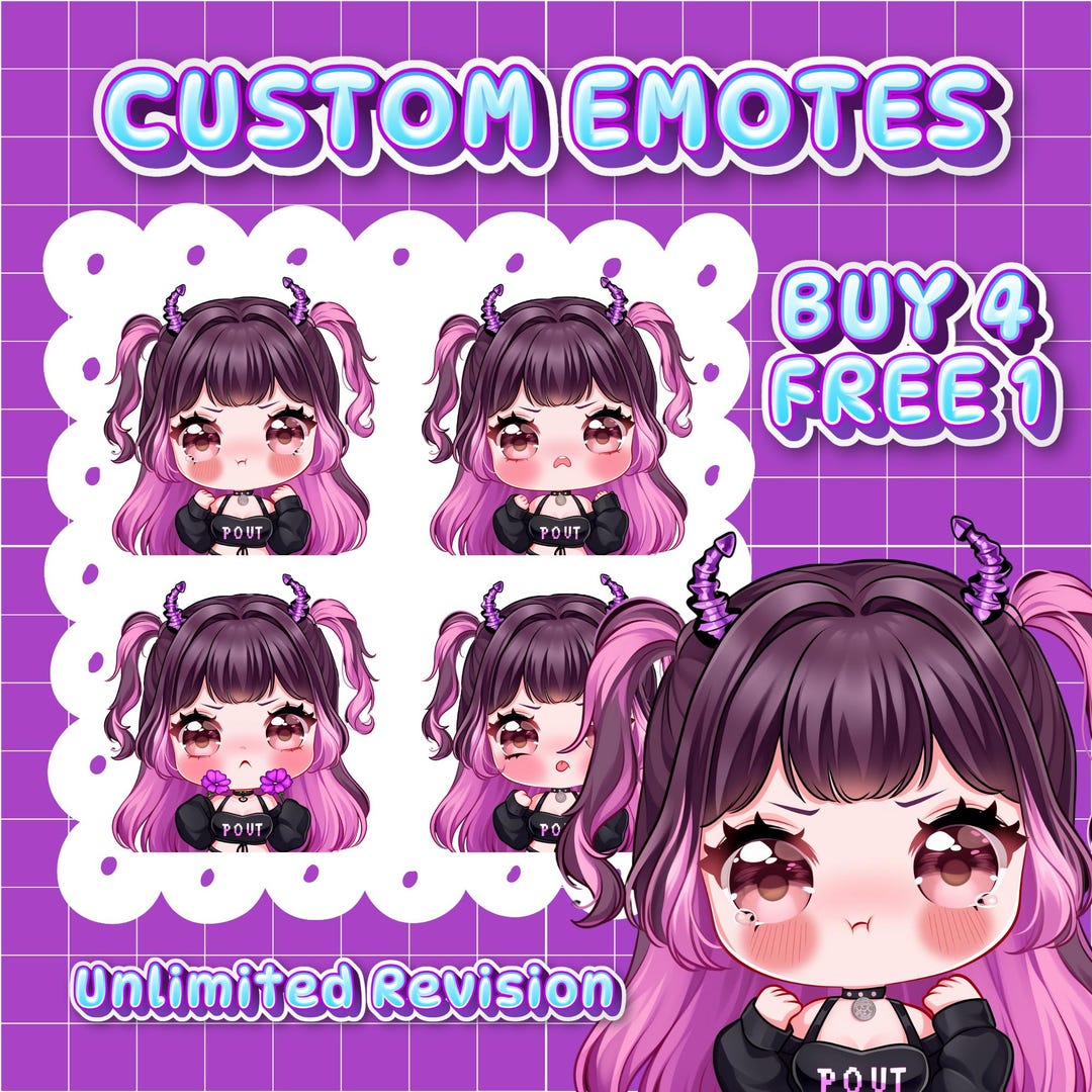 Custom Emotes Chibi, Twitch Emotes Pack, Vtuber Emotes, Emotes for ...