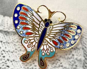 Vintage Enamel Cloisonne Butterfly Pin