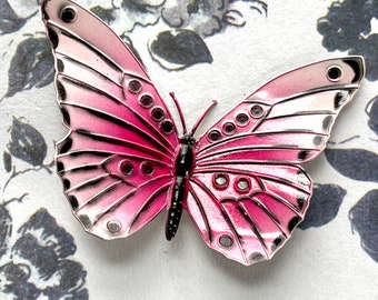 Vintage Large Pink Metal Butterfly Pin