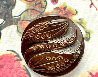 Vintage Carved Bakelite  Button