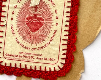 Vintage Religious Sacred Heart Scapular