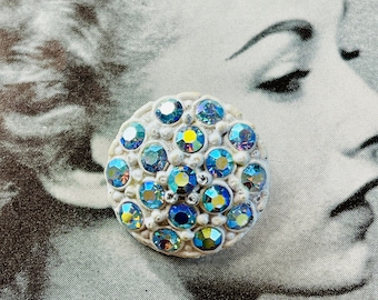 Vintage Blue Rhinestone Button