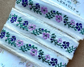 Flower Embroidered Ribbon Trim 2 yds