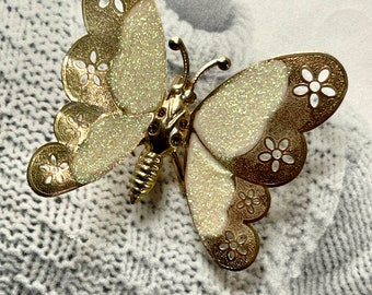 Vintage Goldtone  Glitter Butterfly Pin