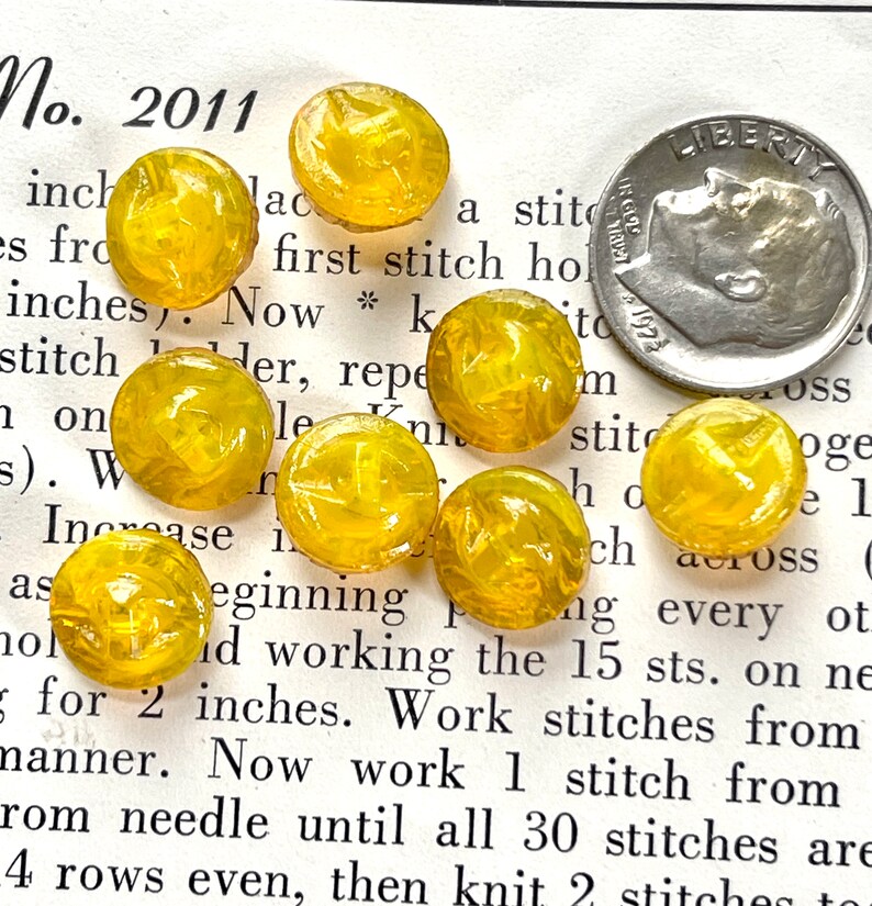 Vintage Diminutive Yellow glass buttons image 3