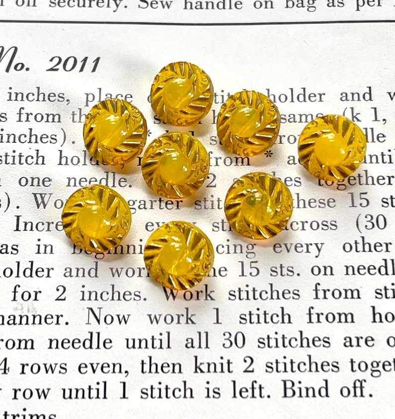 Vintage Diminutive Yellow glass buttons image 1