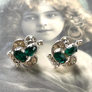 Vintage Green  Rhinestone Earrings