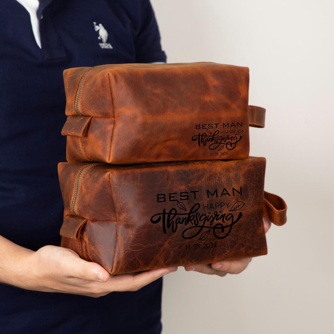 Personalized Leather Dopp Kit – Custom Christmas Gift for Him – Travel ...