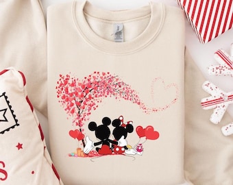Sudadera Disney Mickey Minnie Love, sudadera con capucha Mickey y Minnie Valentines, suéter Disneyland Love, regalo para parejas de Disney, Mickey Minnie Hug