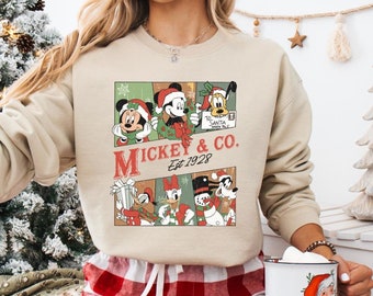 Mickey and Friends Sweatshirt, Disney Mickey & Co Est. 1928 Weihnachten Hoodie, Disneyfiguren Weihnachtssweat, Disney Sweatshirts