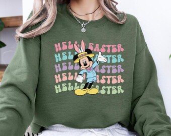 Disney Hello Easter-tröja, Musse Pigg påsktröja, Disney påskpresent, Disney-tröja, Disneyland påskhoogie, söt påskpresent