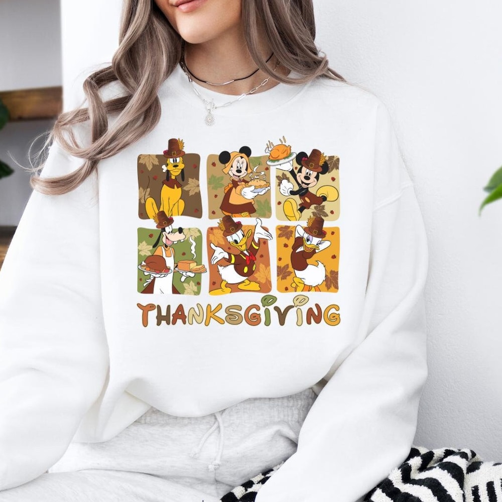 Snorider Design Disney Characters Happy Thanksgiving Sweatshirt, Disney Thanksgiving, Disney Thanksgiving Sweatshirt, Disney Trip Hoodie, Thanksgiving Gift