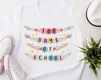 Shirt 100 Days Of School-armband, T-shirt Back To School, viert 100e dag T-shirt
