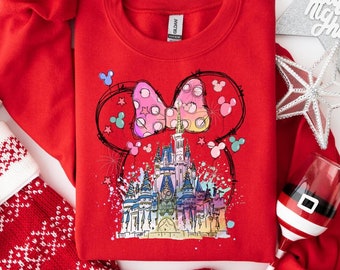 Disney Mickey Minnie aquarel sweatshirt, Disney familievakantie sweatshirt, Disney familie-uitstapje hoodie, Disney kasteel trui, Disney cadeau