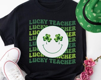 Camiseta de maestro afortunado, camiseta del día de San Patricio, camiseta de maestro, camiseta de trébol, camiseta de un maestro afortunado, camiseta de maestro afortunado, camiseta de trébol de maestro