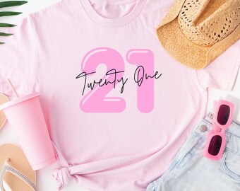 2. Geburtstag Shirt für Sie, 21. Geburtstag Shirt, rosa 21. Geburtstag Shirt, Geburtstagskind Shirt, 21 Jahre altes Shirt, Drehen 21 Shirt, 21 Tee