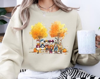Vintage Mickey and Friends Fall Sweatshirt, Disneyland Thanksgiving Sweater, Disney Fall Vibes Family Matching Sweaters, Disney Fall Hoodie
