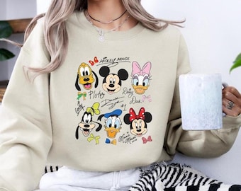 Sudadera de Mickey y sus amigos, suéter con la firma de Disney Friends, sudadera con capucha de personajes de Disney, suéter retro de Disneyland, viaje familiar a Disney