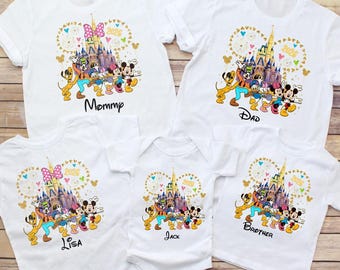 Disney 2026 Personalized Shirts, Disneyland Vacation 2026 Trip Tee, Custom Name Family Matching T-Shirts
