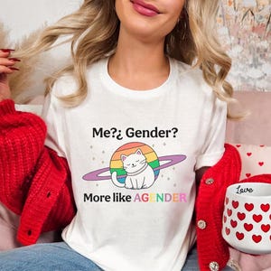 Jag? Kön? Mer som Agender-tröja, sarkastisk Agender-tröja, genderqueer-tröja, HBTQ-tröja, jämställdhetströja, jag har inget kön