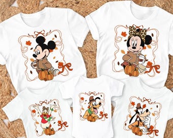 Camiseta con lazo de Mickey y sus amigos de Disney, camiseta de otoño de Pluto, Goofy y Daisy, camiseta de Acción de Gracias de Disney, viaje familiar de Disney, camisetas de otoño de Disney