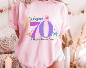 Disneyland 70 The Happiest Place On Earth Shirt, Disneyland 70th Anniversary 1955-2025 Shirt, Disney Family Vacation 2025 Shirt,Retro Disney