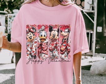 Camiseta de Mickey y sus amigos para San Valentín, Disney Comfort Colors, Disneyland Hearts