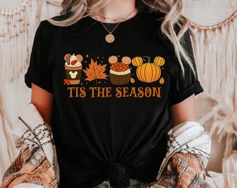 Dit is het seizoen Disney herfstshirt, Disney shirt, pompoenseizoenshirt, Mickey herfstshirt, pompoen latte drankje, Disney Fall Vibes shirt