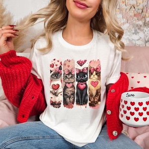 Valentine Cat Shirt, Meowy Valentine Shirt, Cat Lover Shirt, Cute Cat Valentine Shirt, Gift for Girlfriend, Cat Lover Gift, Cute Cat Tee