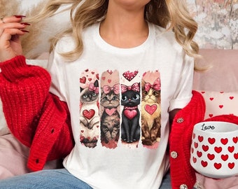 Camiseta de gato de San Valentín, camiseta de San Valentín maullido, camiseta de amante de los gatos, camiseta de San Valentín de gato lindo, regalo para novia, regalo de amante de los gatos, camiseta de gato lindo