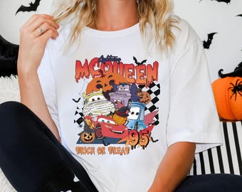 Camiseta de Halloween de Rayo McQueen para pedir dulces, camiseta de Halloween de McQueen y sus amigos, Disneyland Halloween, camisetas de Disney para pedir dulces