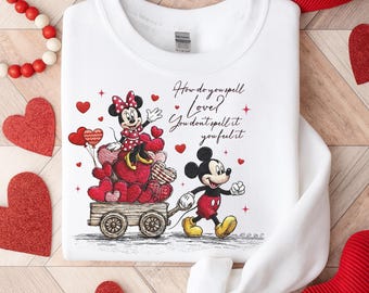 Sudadera de Mickey y Minnie "Cómo se escribe amor", suéter de San Valentín de Disneyland, sudadera con capucha para amantes de Disney