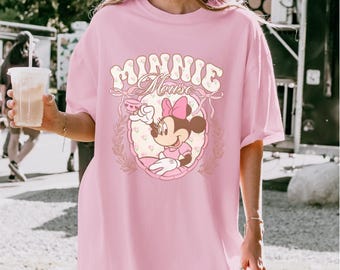 Comfort Colors Pink Disney Minnie Mouse Coquette Bow Shirt, Disney Minnie Shirt, Minnie Bow T-shirt, Magic Kingdom Minnie Mouse Shirt