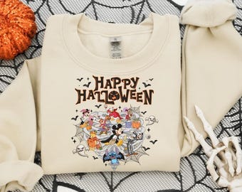 Sudadera Disney Feliz Halloween, sudadera con capucha de Mickey y sus amigos para Halloween, disfraz de personajes Disney para Halloween, viaje familiar de Halloween para Disney