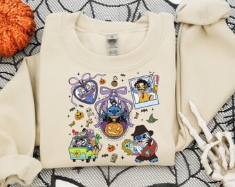 Stitch Halloween Coquette Sweatshirt, Disney Stitch Halloween Hoodie, Cute Stitch Sweatshirt, Stitch Ghost Halloween Sweater, Spooky Season