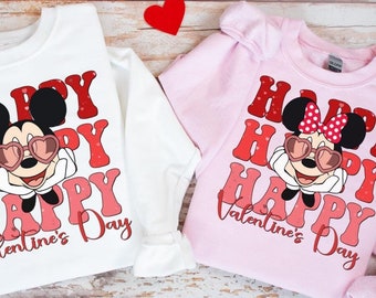 Moletom retrô Disney Couples, casal combinando Happy Valentines, suéter Disney Valentines Day, moletom Disneyland Lover Trip, casal Disney